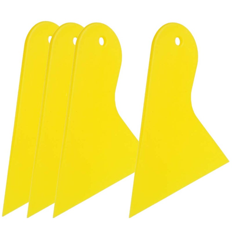 GUGUGI Yellow Plastic Scraper Tool Car Vinyl Wrap Squeegee Window Film Squeegee for Removing Air Bubbles, or Removing Glass Decals 4Pack - Image 1
